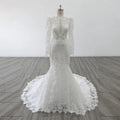 Long Sleeves High Neck Court Train Heavy Lace Mermaid Wedding Dress 2026
