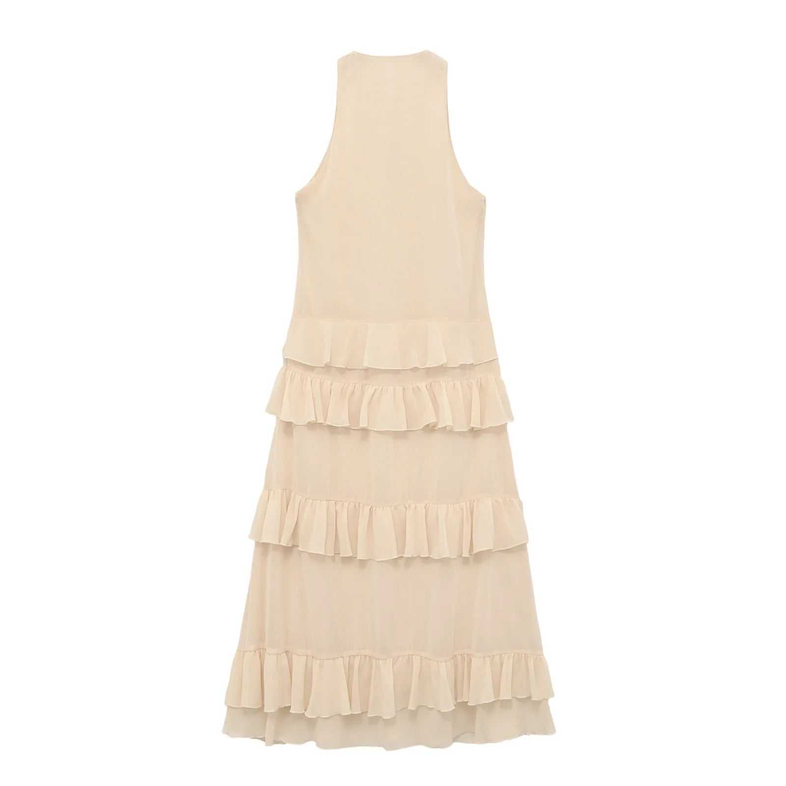 Stylish Commuter Laminated V-Neck Solid Color Midi Ladies Dress