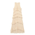 Stylish Commuter Laminated V-Neck Solid Color Midi Ladies Dress